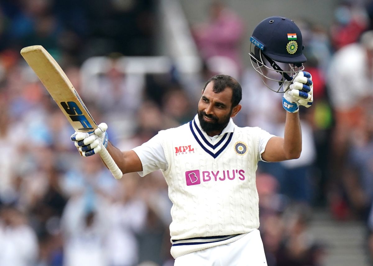 Mohammed Shami is a pleased man on getting to a Test-match fifty at Lord's, England vs India, 2nd Test, Lord's, London, 5th day, August 16, 2021


