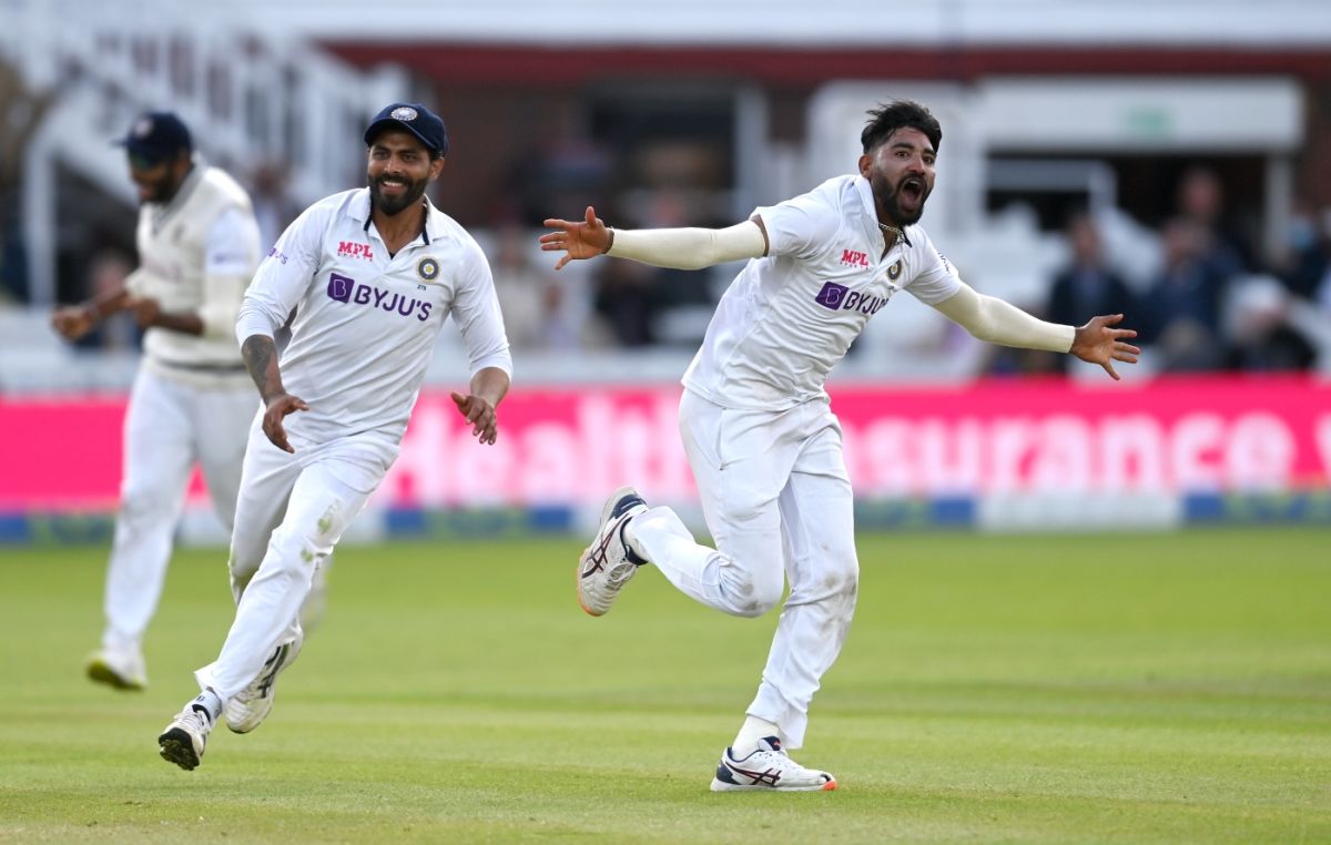 Mohammed Siraj struck twice in two balls in the final session, England vs India, 2nd Test, Lord's, London, 5th day, August 16, 2021

