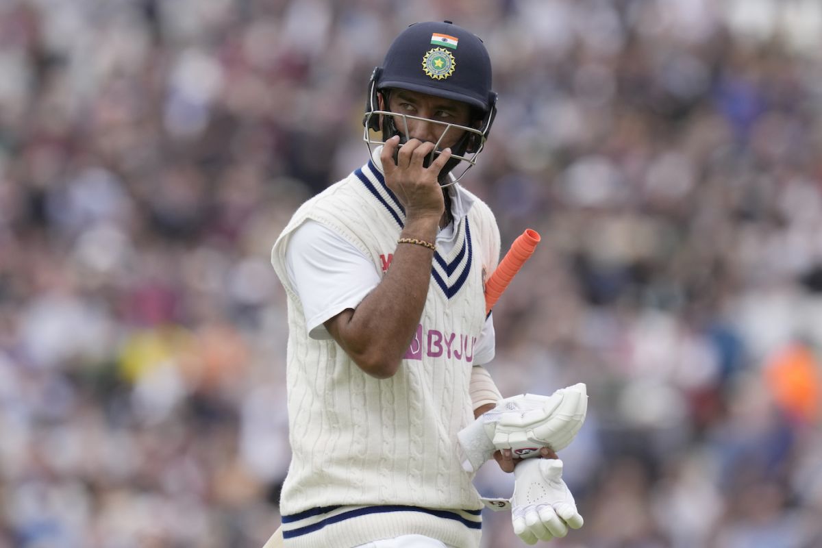 Cheteshwar Pujara walks back after being dismissed by James Anderson, England vs India, 4th Test, The Oval, London, 1st day, September 2, 2021