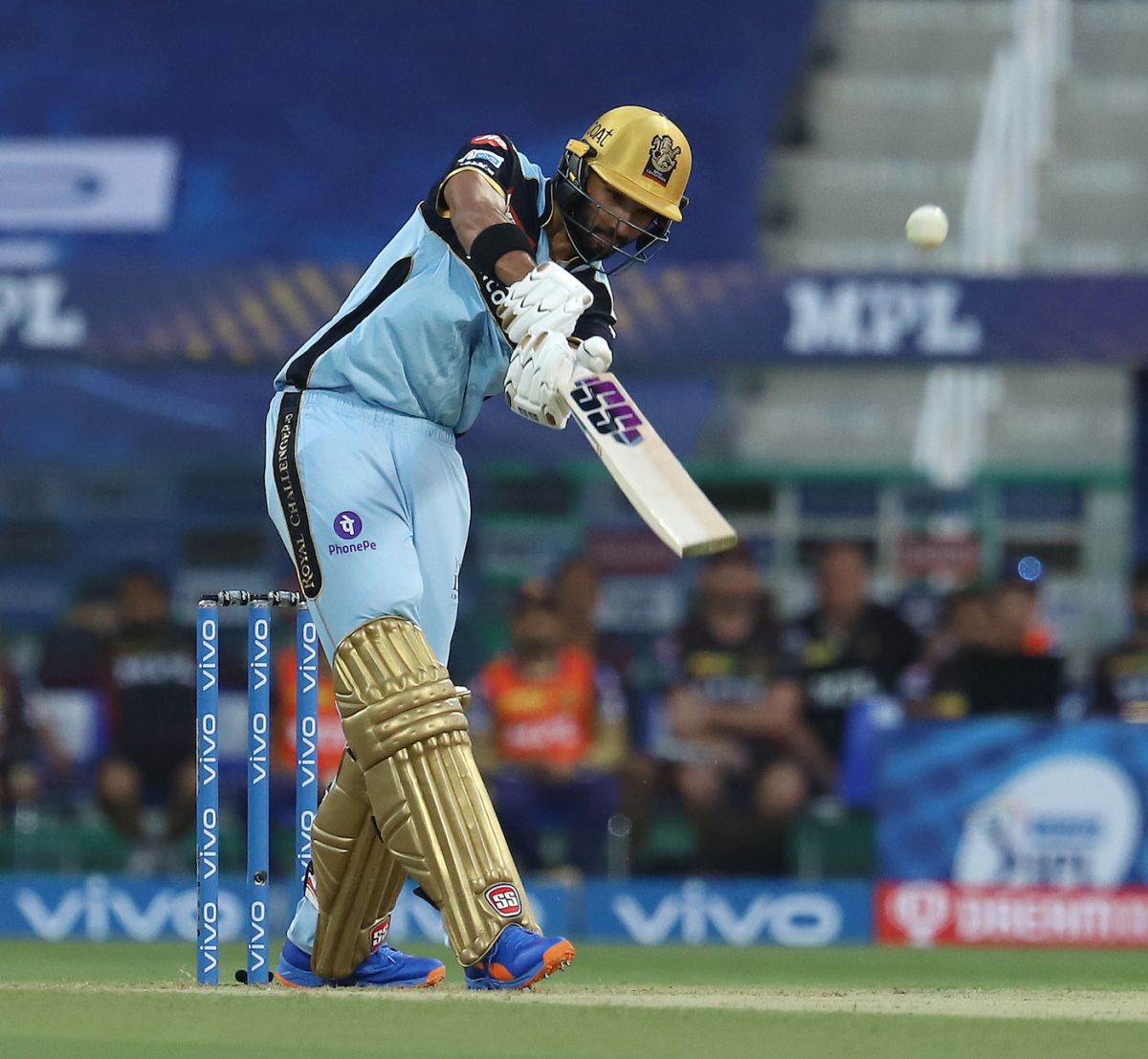 Devdutt Padikkal plays uppishly down the ground, Kolkata Knight Riders vs Royal Challengers Bangalore, IPL 2021, Abu Dhabi, September 20, 2021