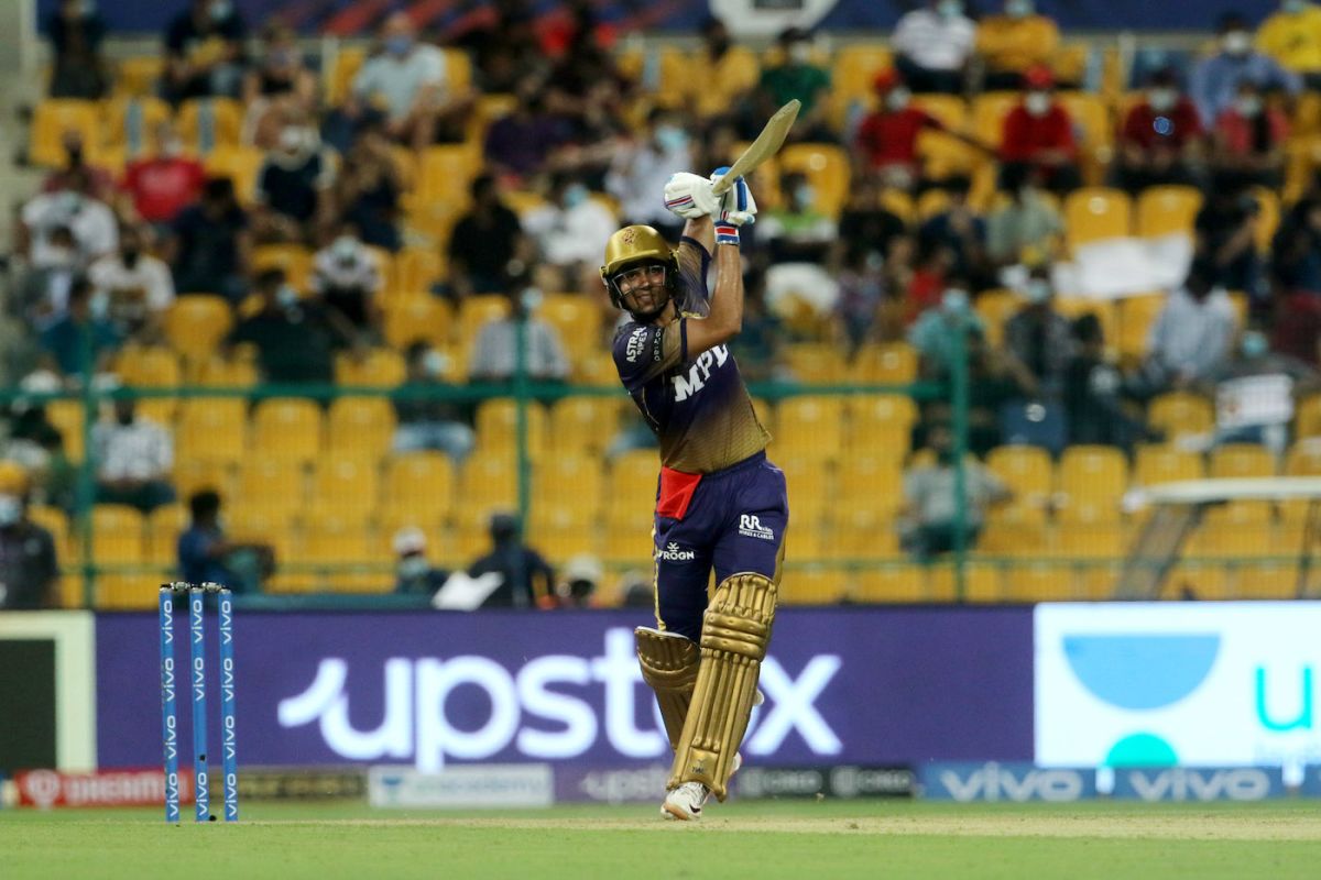 KKR v RCB - Shubman Gill goes over the infield, Kolkata Knight Riders vs Royal Challengers Bangalore, IPL 2021, Abu Dhabi, September 20, 2021