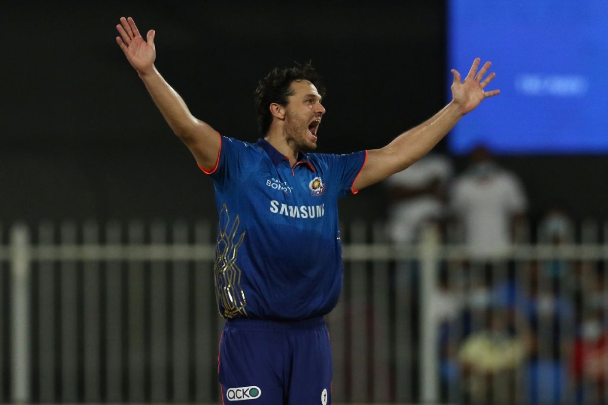 Nathan Coulter-Nile claimed figures of 4-0-14-4, Rajasthan Royals vs Mumbai Indians, IPL 2021, Sharjah, October 5, 2021