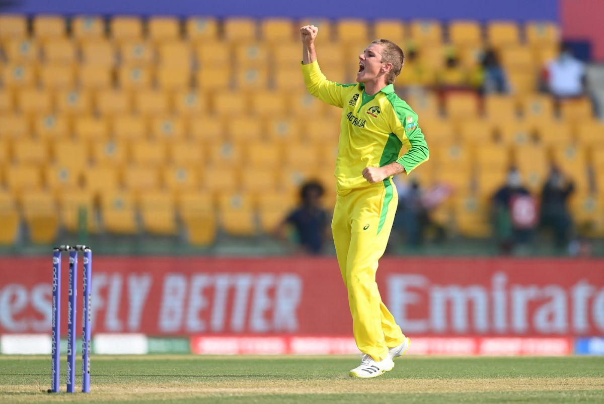 Adam Zampa holds his head high after striking twice in an over, Australia vs South Africa, T20 World Cup 2021, Group 1, Abu Dhabi, October 23, 2021