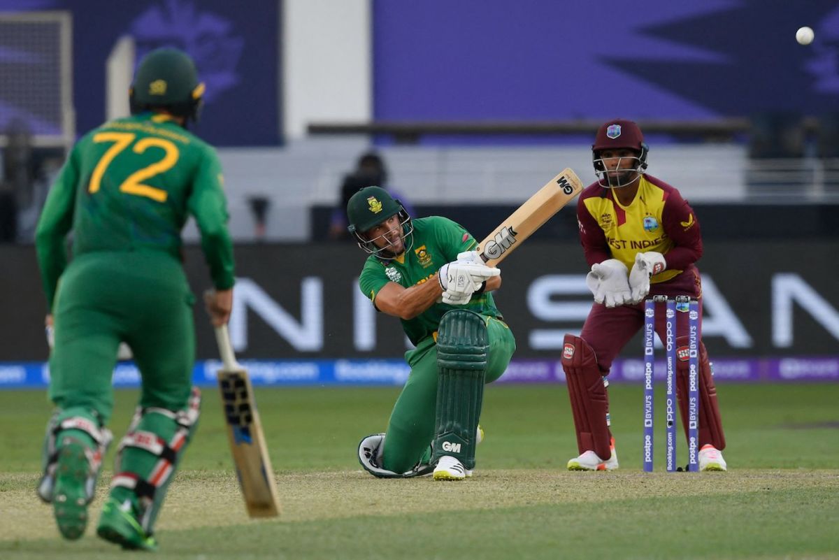 Aiden Markram targets the midwicket boundary, South Africa vs West Indies, T20 World Cup, Group 1, Dubai, October 26, 2021