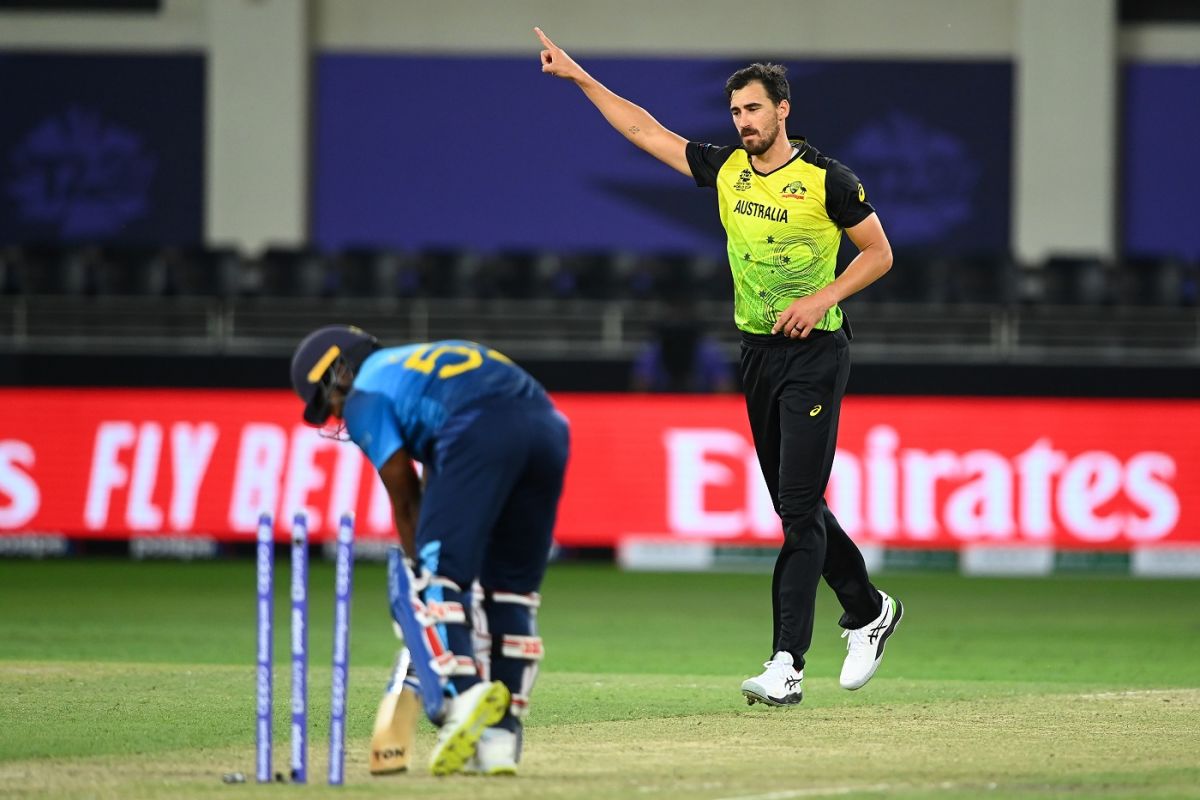 Mitchell Starc bowled Kusal Perera with a searing yorker, Australia vs Sri Lanka, 2021 Men's T20 World Cup, Dubai, October 28, 2021
