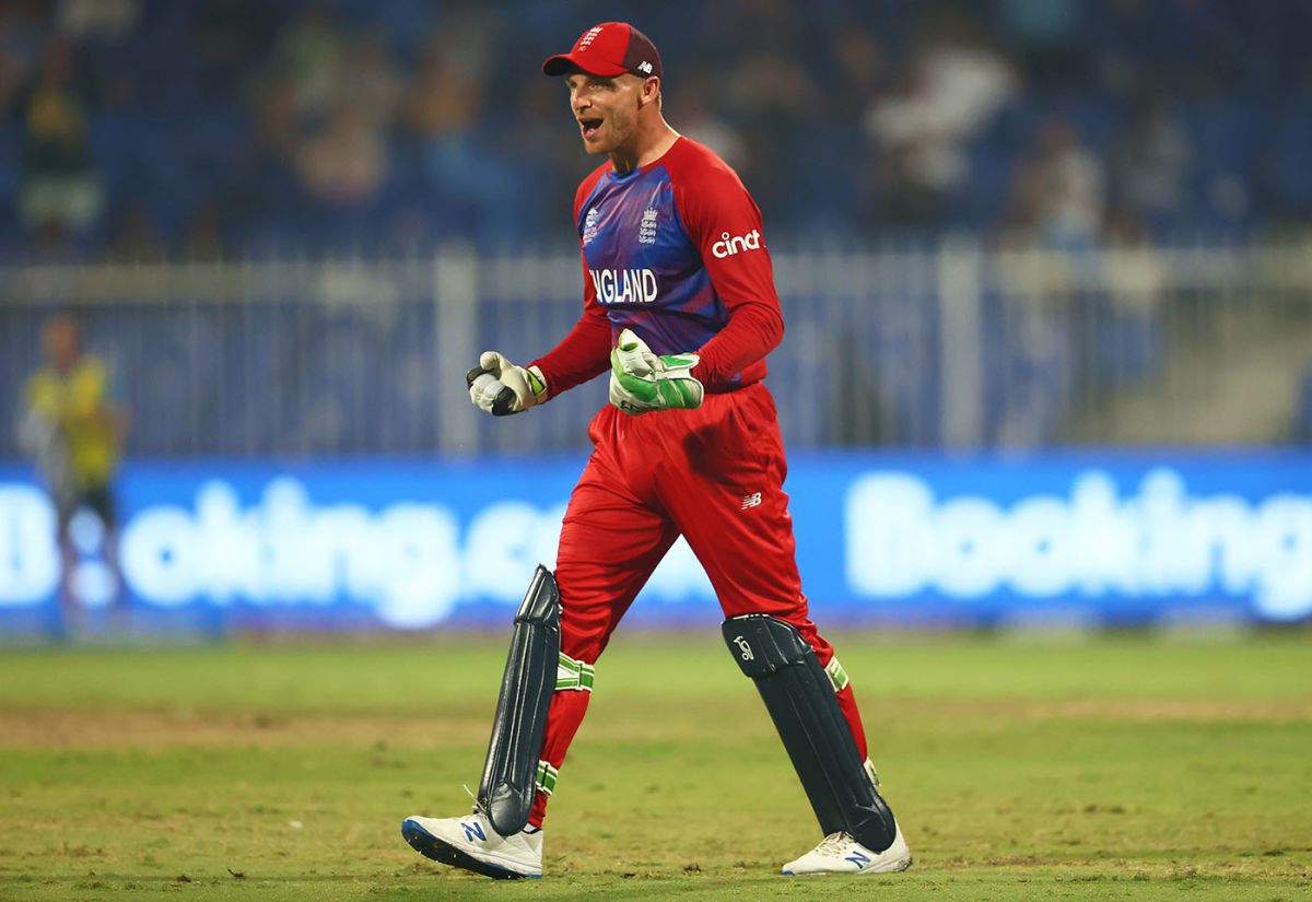 England vs Sri Lanka - Jos Buttler celebrates after running out Dasun Shanaka, England vs Sri Lanka, Men's T20 World Cup, Super 12s, Sharjah, November 1, 2021