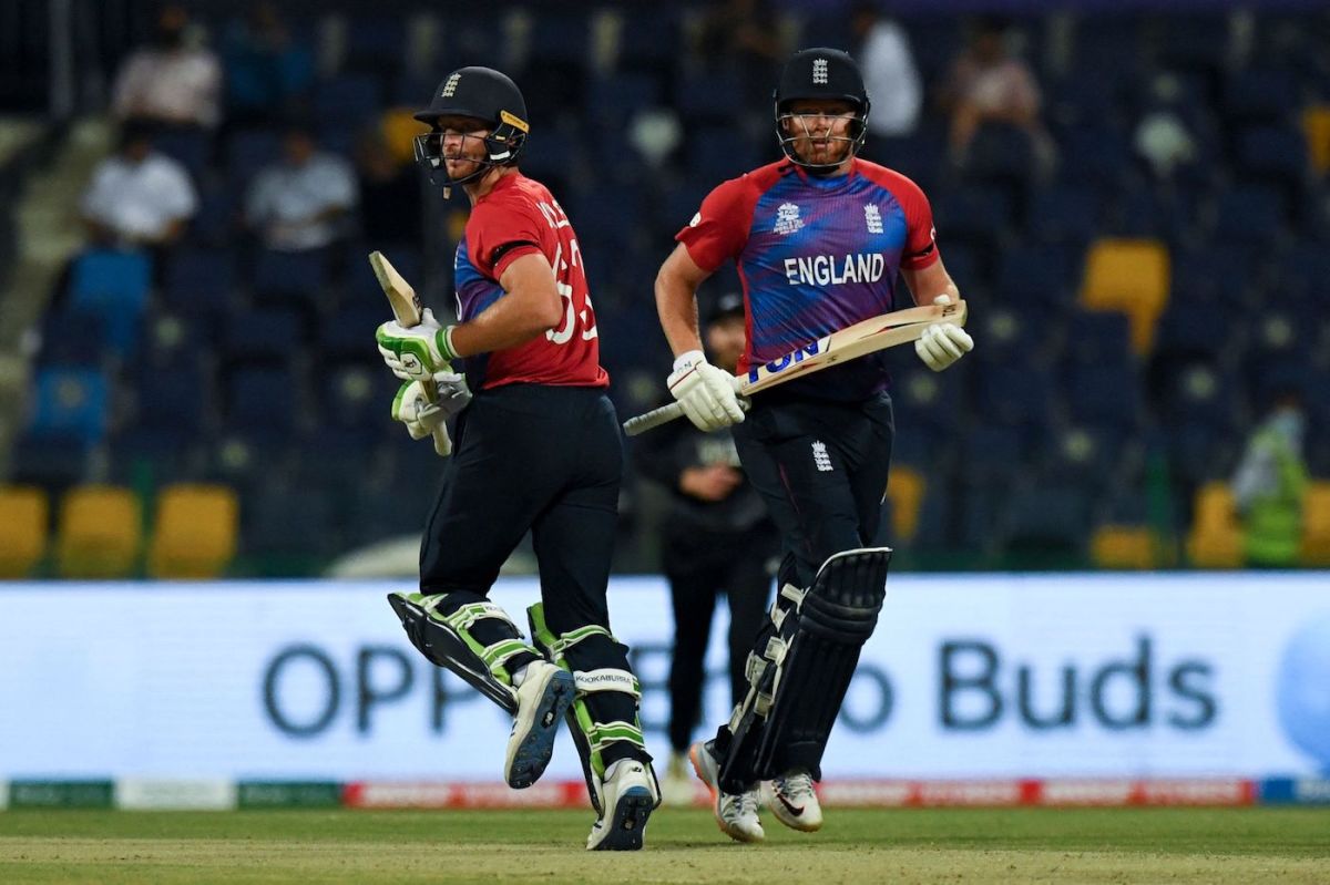 Jos Buttler and Jonny Bairstow shared a steady opening stand, England vs New Zealand, T20 World Cup, 1st semi-final, Abu Dhabi, November 10, 2021