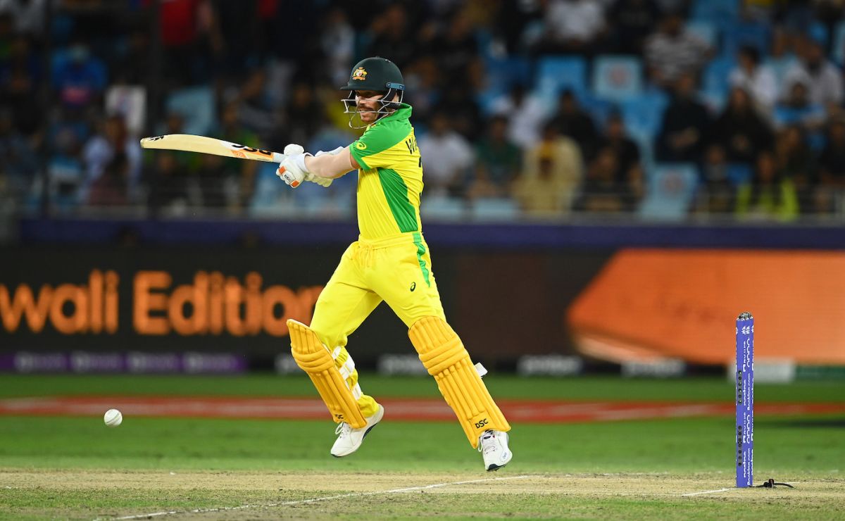 David Warner slaps the ball away, Australia vs New Zealand, T20 World Cup final, Dubai, November 14, 2021