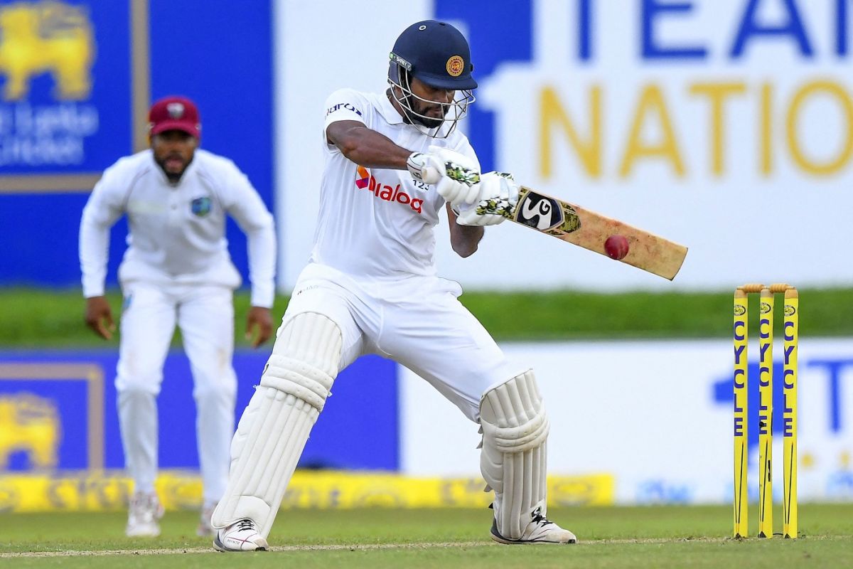 Dimuth Karunaratne shapes to cut the ball, Sri Lanka vs West Indies, 2nd Test, Galle, 1st day, November 29, 2021