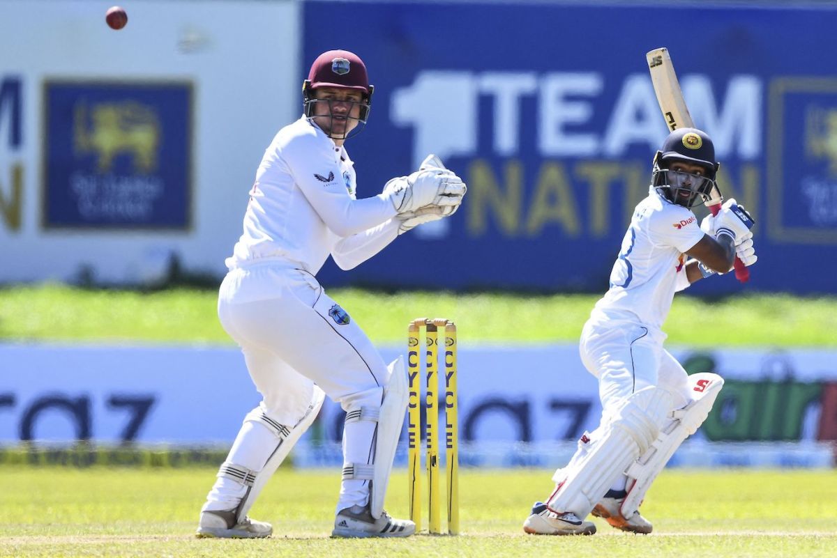 Pathum Nissanka cuts past the keeper, Sri Lanka vs West Indies, 2nd Test, Galle, 4th day, December 2, 2021