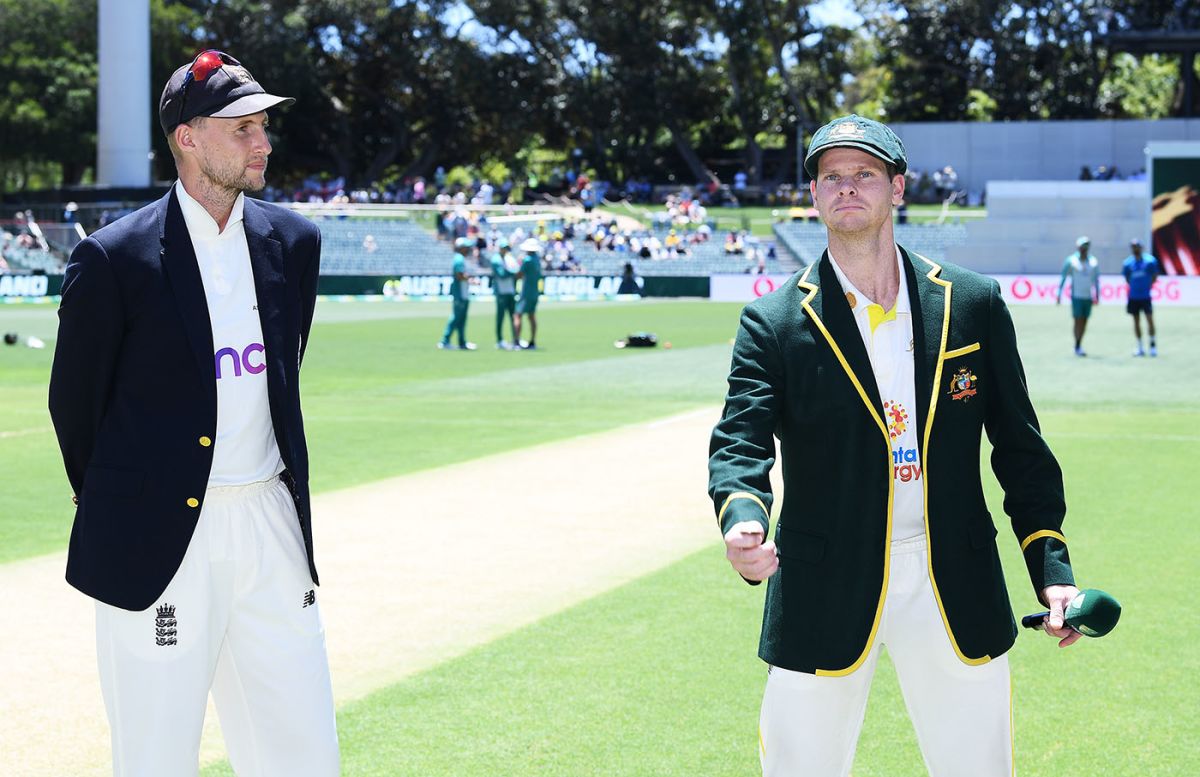Australia's stand-in captain Steven Smith tosses the coin after Pat Cummins ruled out amidst COVID-19 scare , Australia vs England, 2nd Test, Adelaide, 1st day, December 16, 2021
