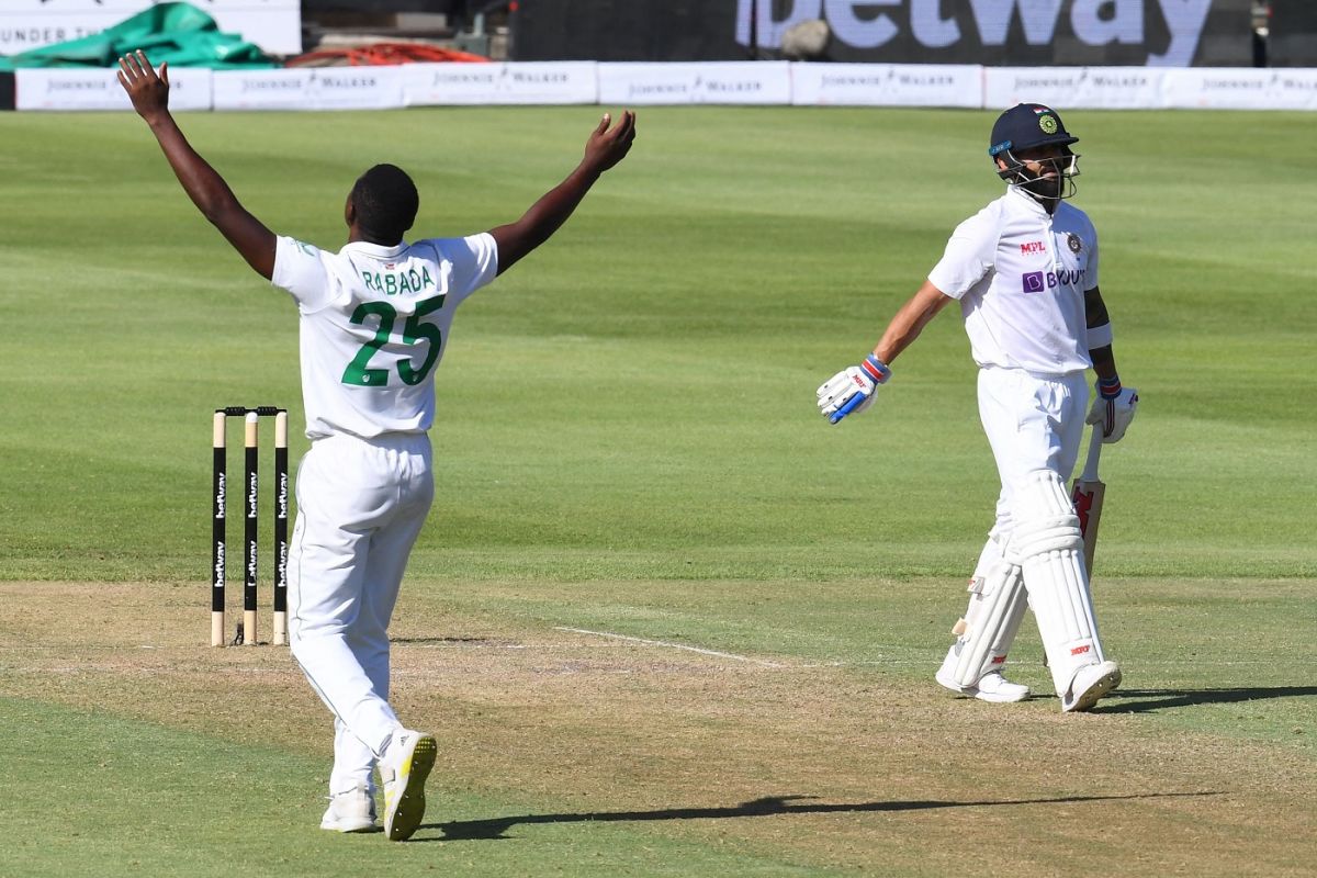 Kagiso Rabada celebrates after having had Virat Kohli caught behind, South Africa vs India, 3rd Test, Cape Town, 1st day, January 11, 2022