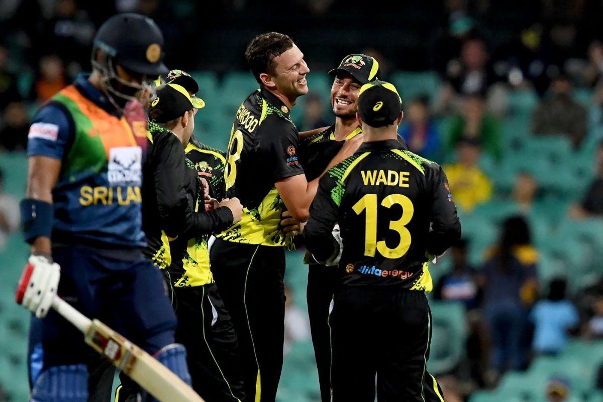 AUS beat SL Highlights: Ben McDermott, Josh Hazlewood star as Australia beat Sri Lanka by 20 runs in 1st T20 to take 1-0 lead in series