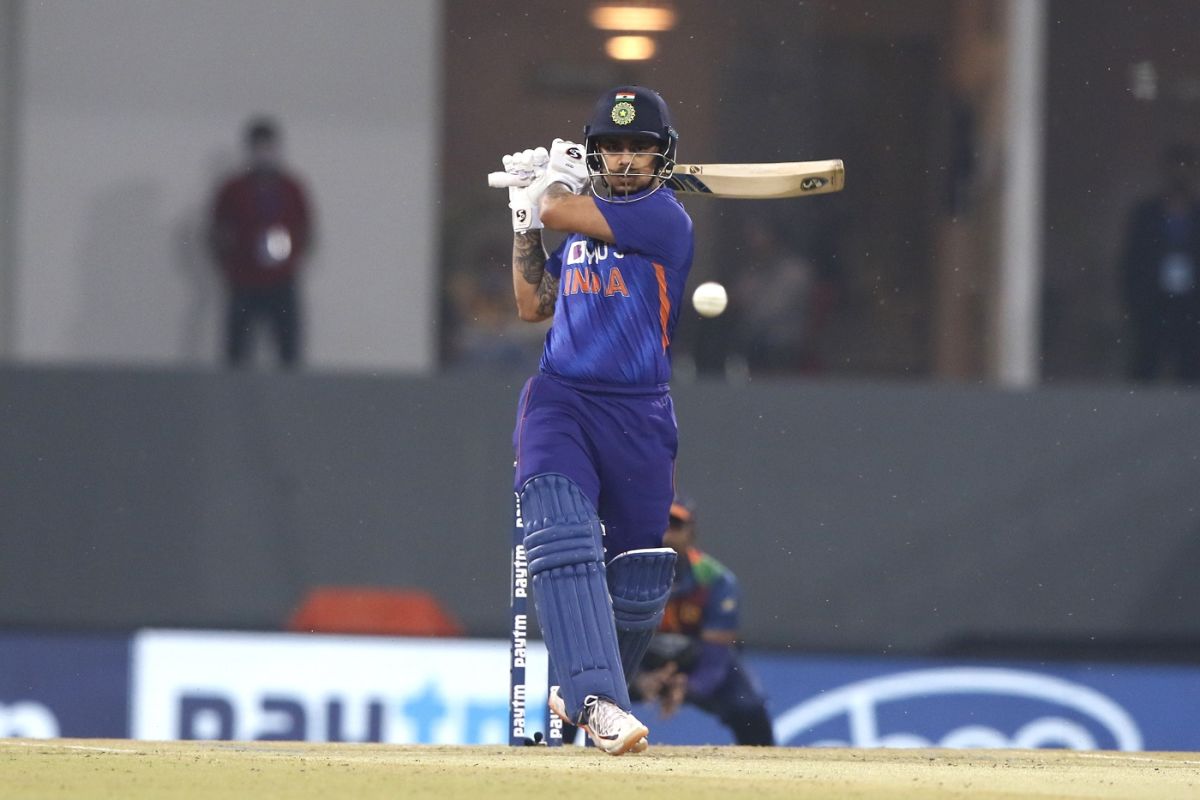 Ishan Kishan smacks one down the ground, India vs Sri Lanka, 1st T20I, Lucknow, February 24, 2022