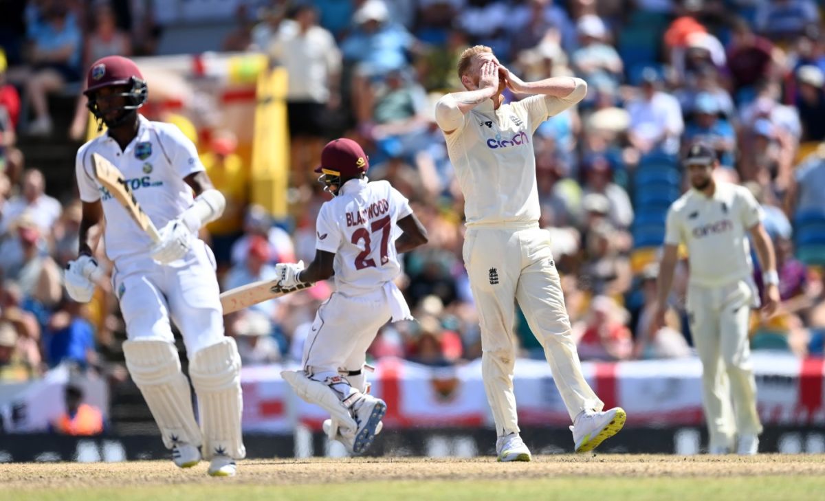 Ben Stokes was left frustrated during a dogged fourth-wicket stand, West Indies vs England, 2nd Test, Kensington Oval, Barbados, 3rd day, March 18, 2022