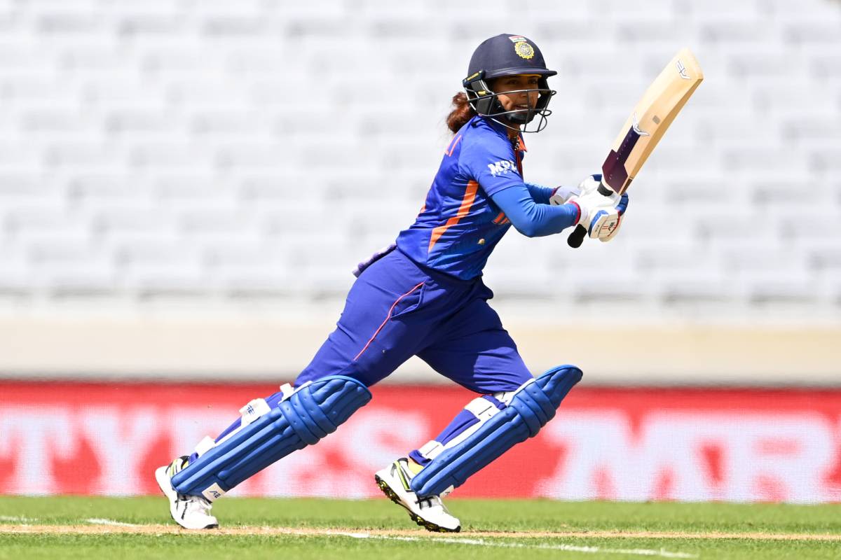 Mithali Raj drives through cover, India v Australia, Women's World Cup, Auckland, March 19, 2022
