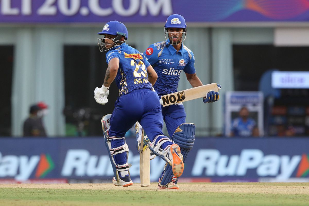 Ishan Kishan and Tilak Varma put up a half-century stand for the third wicket, Mumbai Indians vs Rajasthan Royals, IPL 2022, Mumbai, April 2, 2022