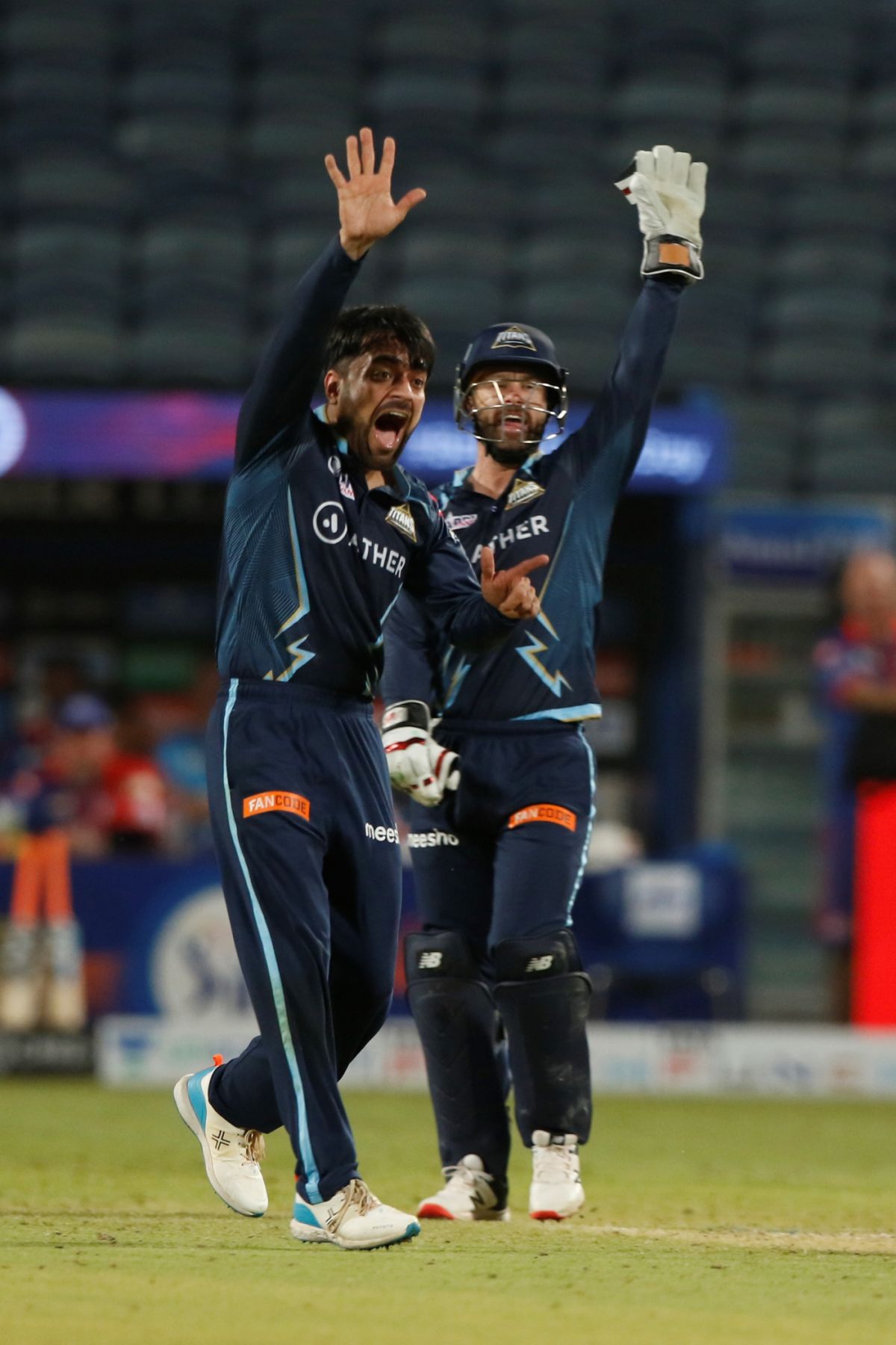 Rashid Khan belts out an appeal, Gujarat Titans vs Delhi Capitals, IPL 2022, Pune, April 2, 2022