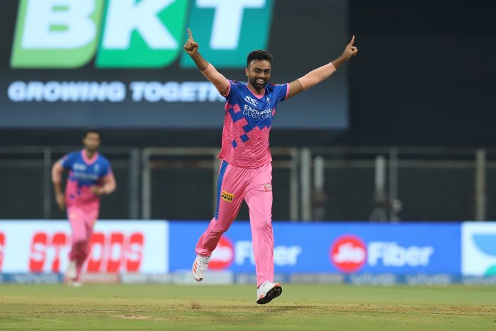 Jaydev Unadkat wheels away after taking a wicket