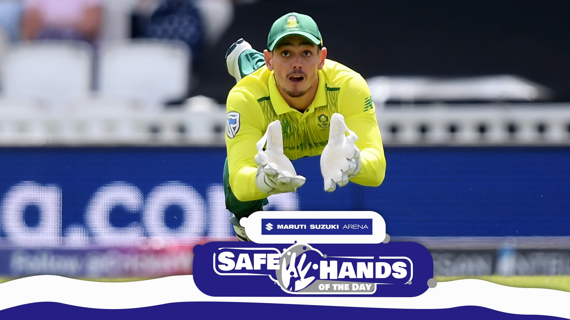 Safe hands of the day de Kock's diving catch down the leg side