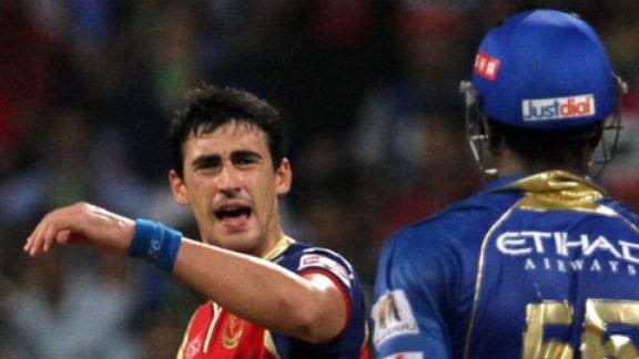 Starc And Pollard In Ugly Face Off Mitchell starc and kieron pollard clashed during the 17th over of the first innings of the royal challengers bangalore vs mumbai indians ipl 7 match. starc and pollard in ugly face off