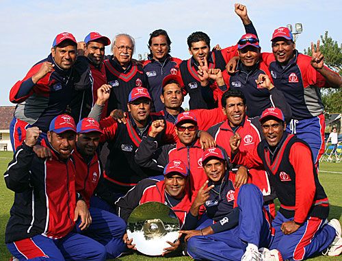 Bahrain celebrate their World Cricket League Division Seven title