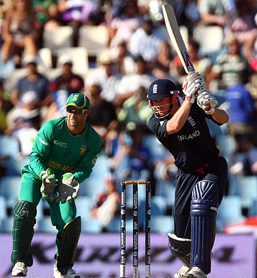 Paul Collingwood pushes one past the covers