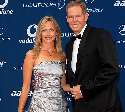 Shaun Pollock with his wife Patricia Lauderdale at the Laureus Sports ...