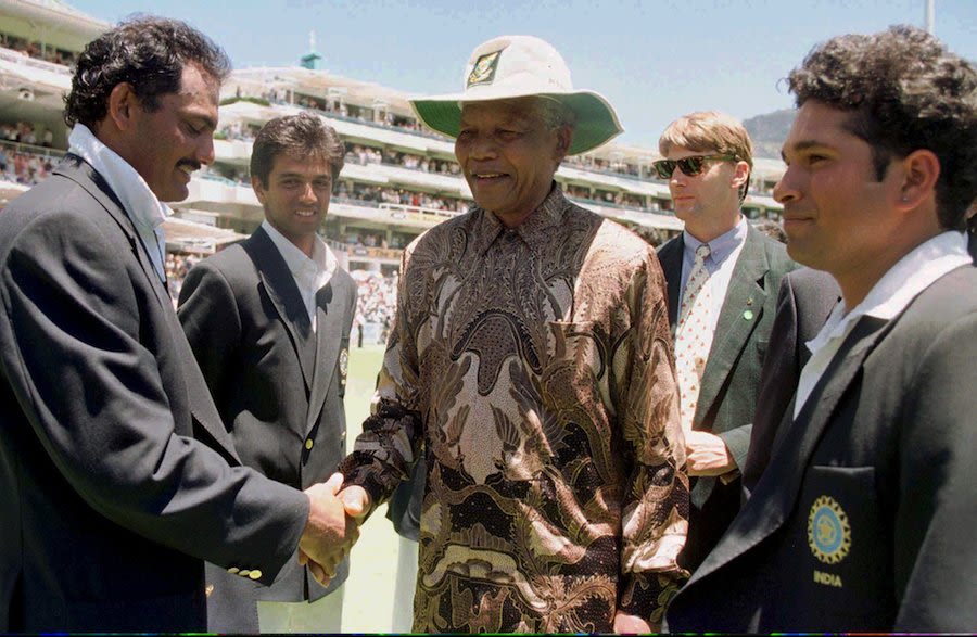 Mohammad Azharuddin and Sachin Tendulkar meet Nelson Mandela ...