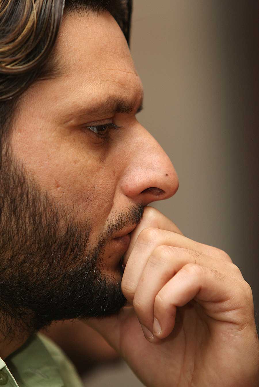 Shahid Afridi looks on during a press conference | ESPNcricinfo.com