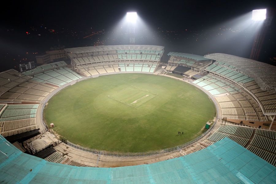 An aerial view of the Eden Gardens at its current state of completion