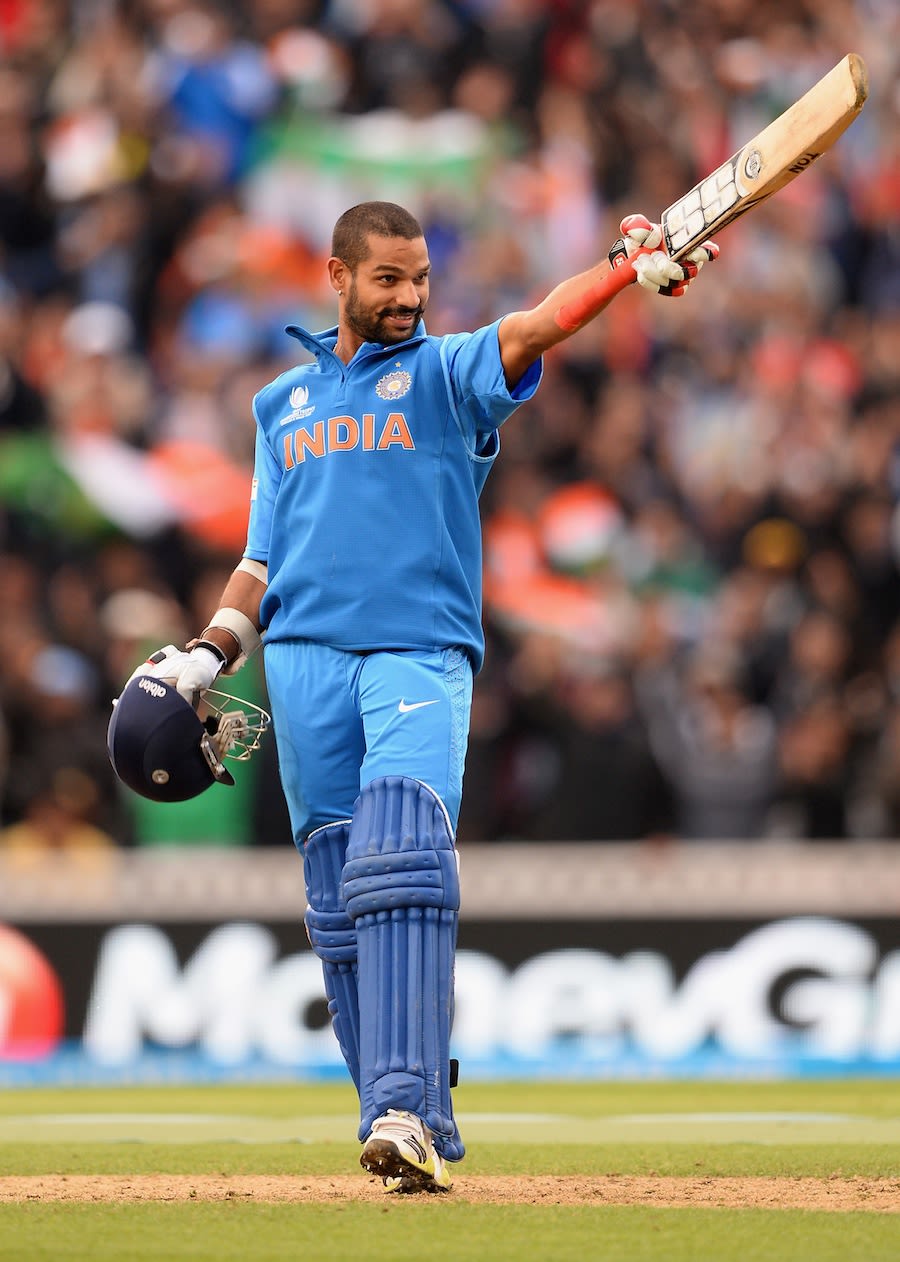 Shikhar Dhawan Celebrates His Century Espncricinfo Com