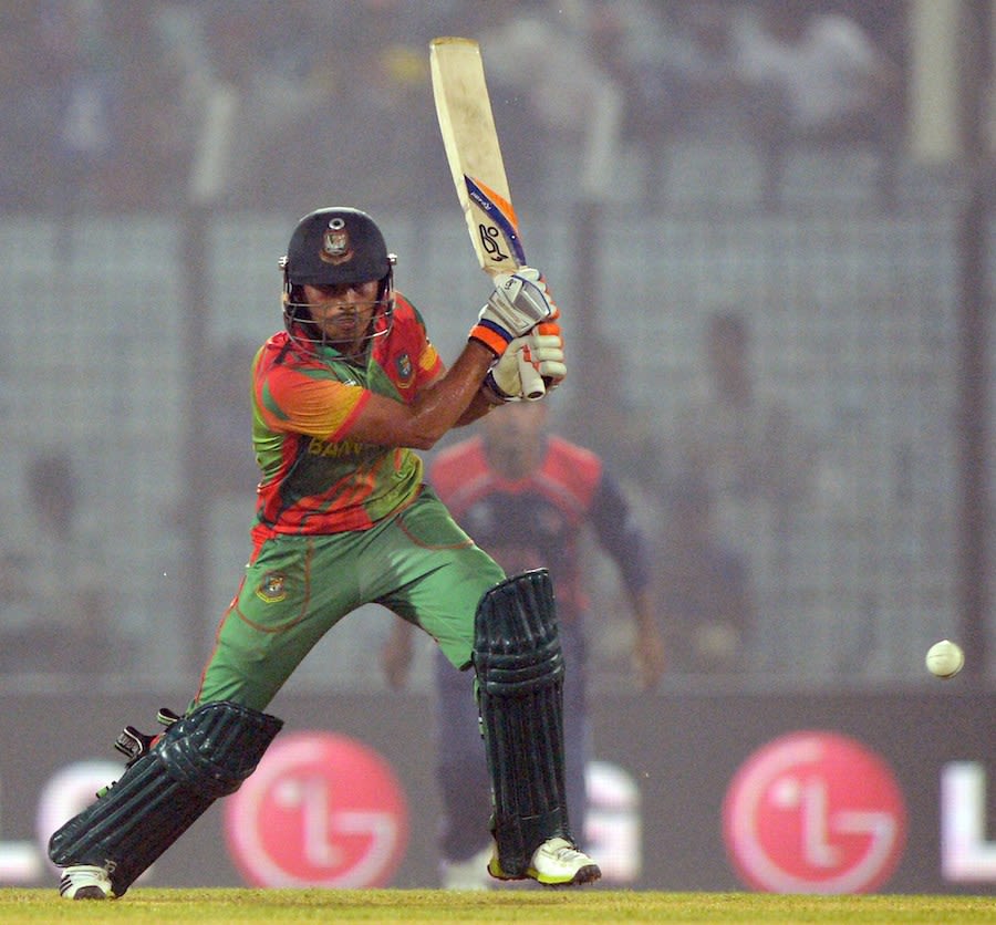 Anamul Haque plays a drive through extra cover