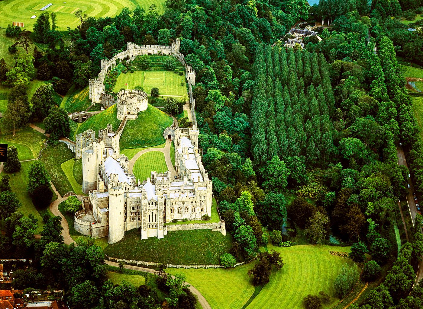 Castle Acre aerial image: Playing field & cricket club