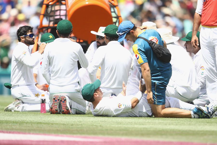 Yasir Shah Receives Treatment During A Drinks Break ESPNcricinfo Com