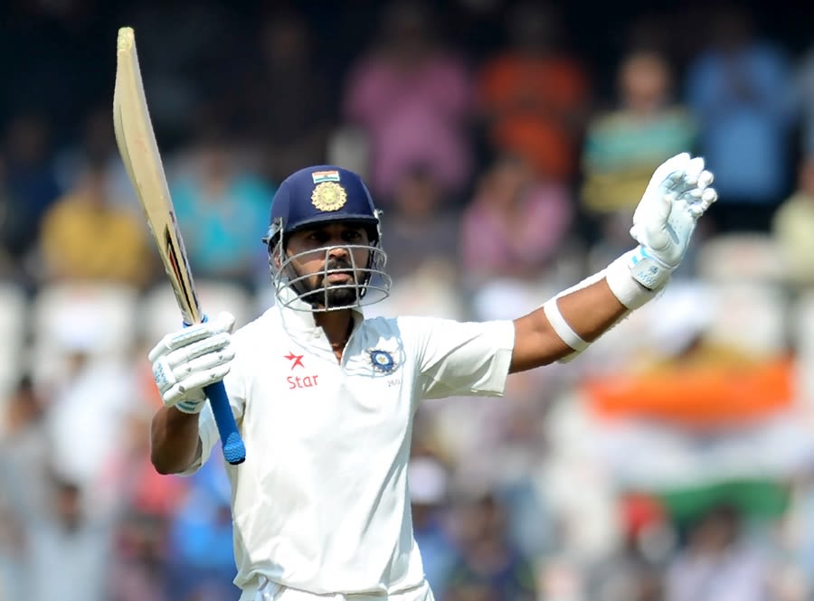 M Vijay celebrates after reaching his ninth Test hundred | ESPNcricinfo.com