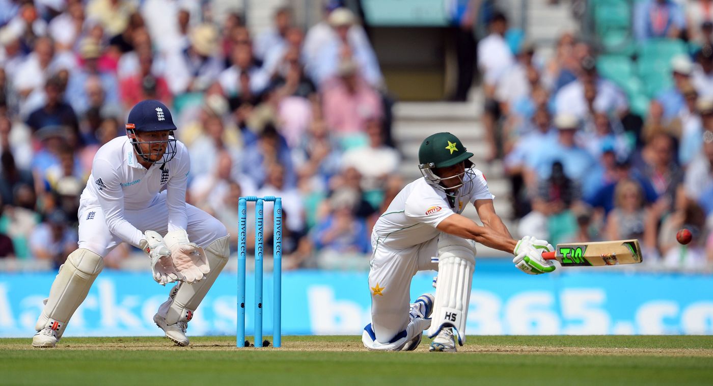 Younis Khan uses his reach to play a sweep | ESPNcricinfo.com