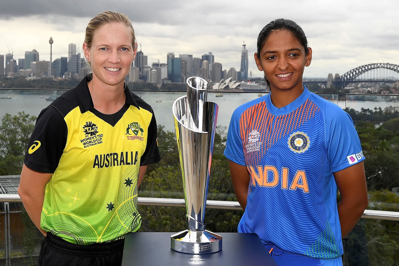 Meg Lanning and Harmanpreet Kaur pose with the Women's T20 World Cup ...