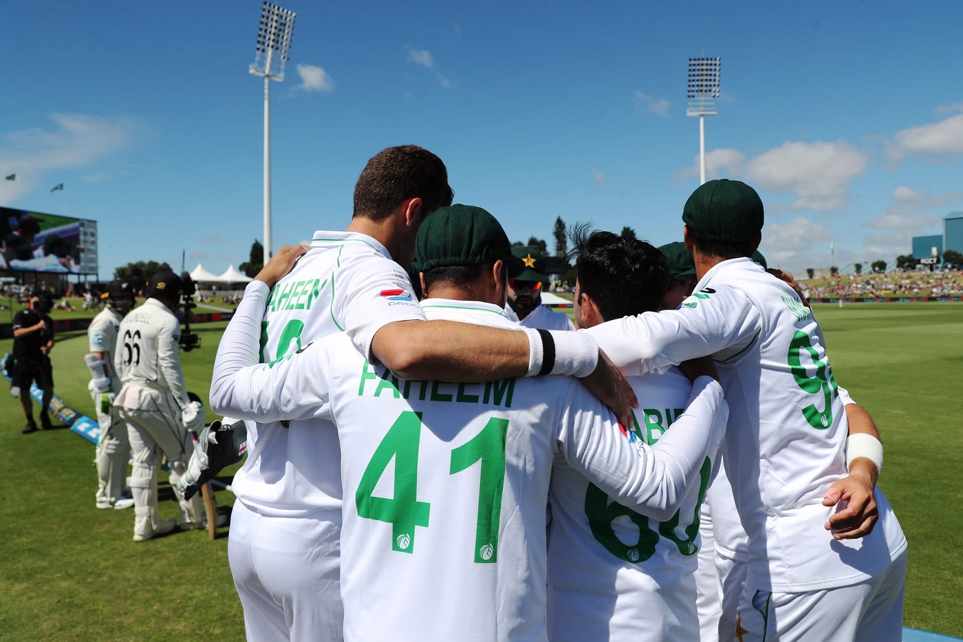 The Pakistan Team In A Huddle Ahead Of Play Espncricinfo Com