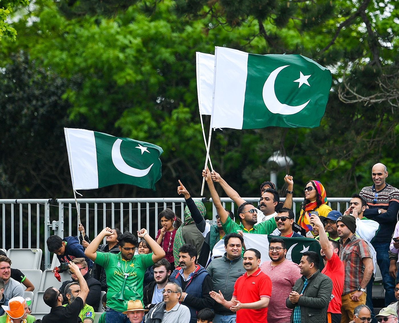 Pakistan fans celebrate during their Test in Ireland in 2018 ...