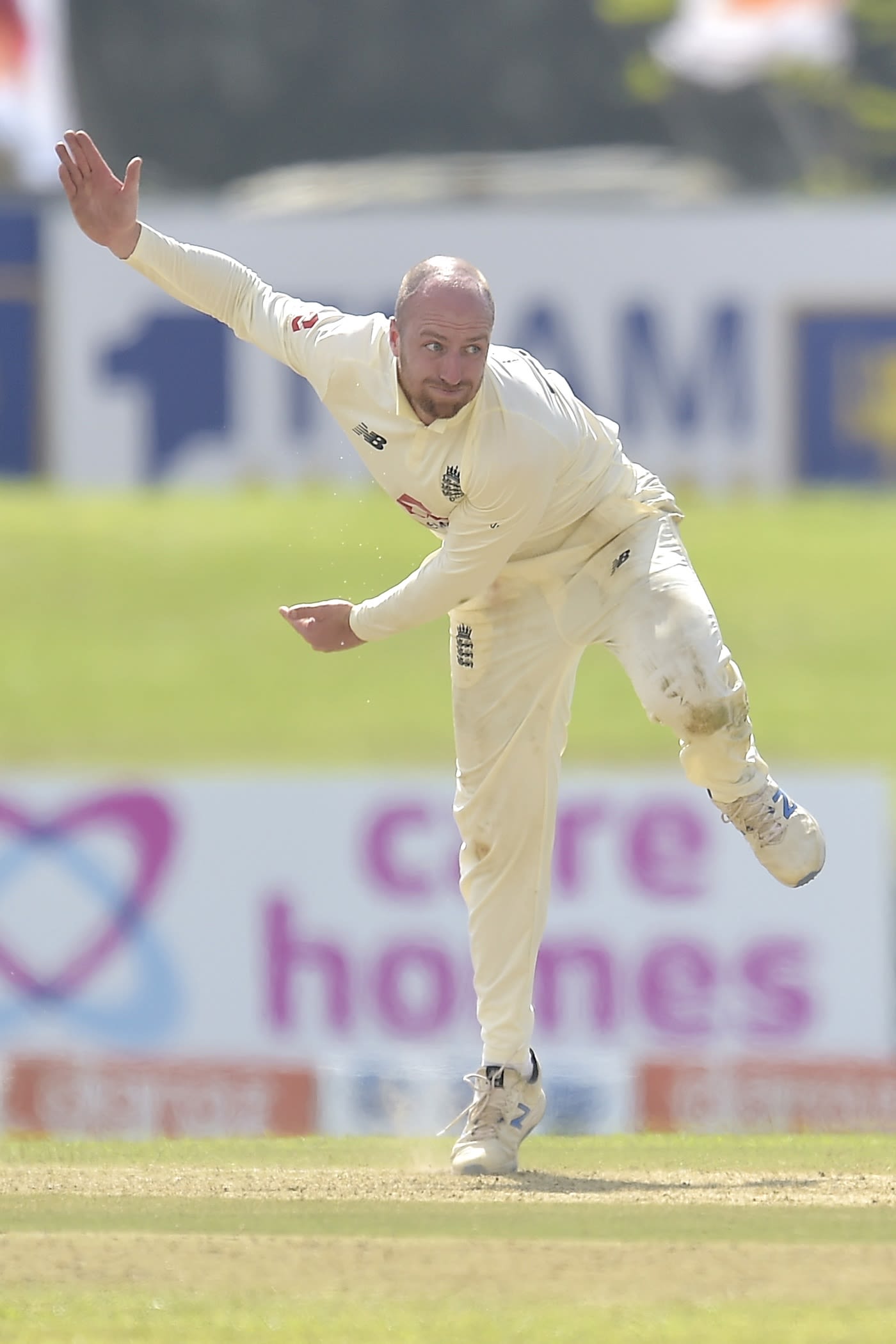 Jack Leach didn't find much purchase from the Galle pitch ...