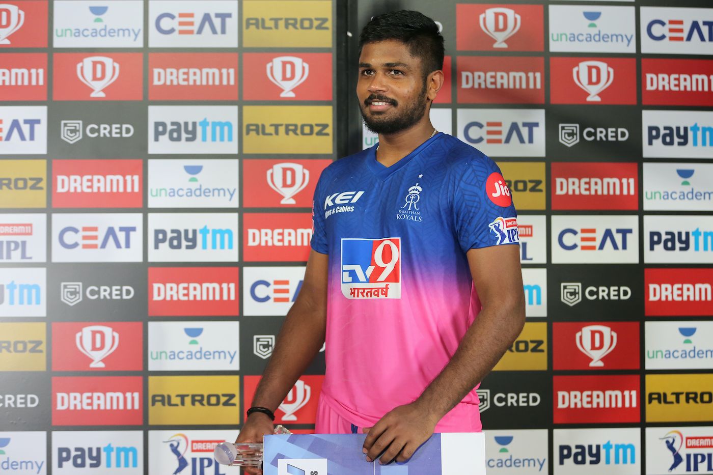 Samson Player Sanju Samson receives the player-of-the-match award | ESPNcricinfo.com