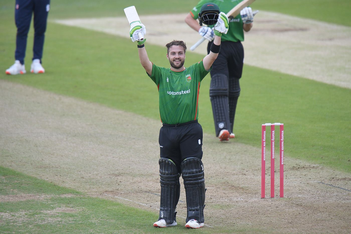 Josh Inglis celebrates after reaching his hundred
