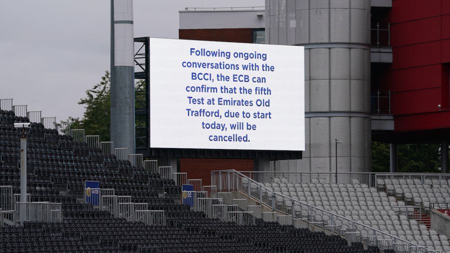 Manchester Test: The message on the scoreboard after the fifth Test was called off PA Photos/Getty Images