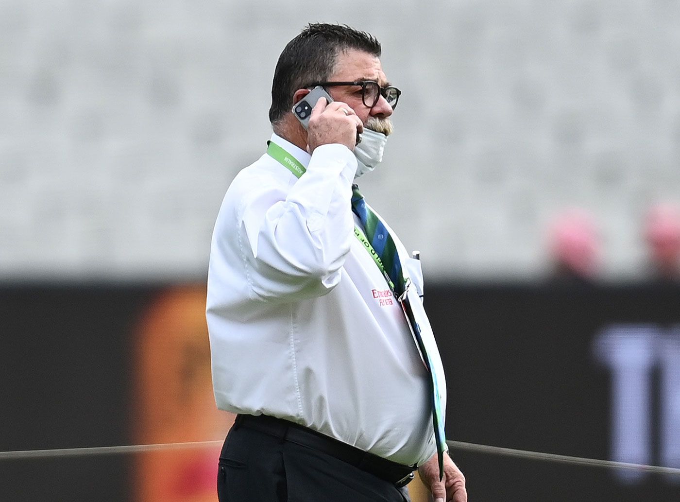 David Boon on the outfield before play