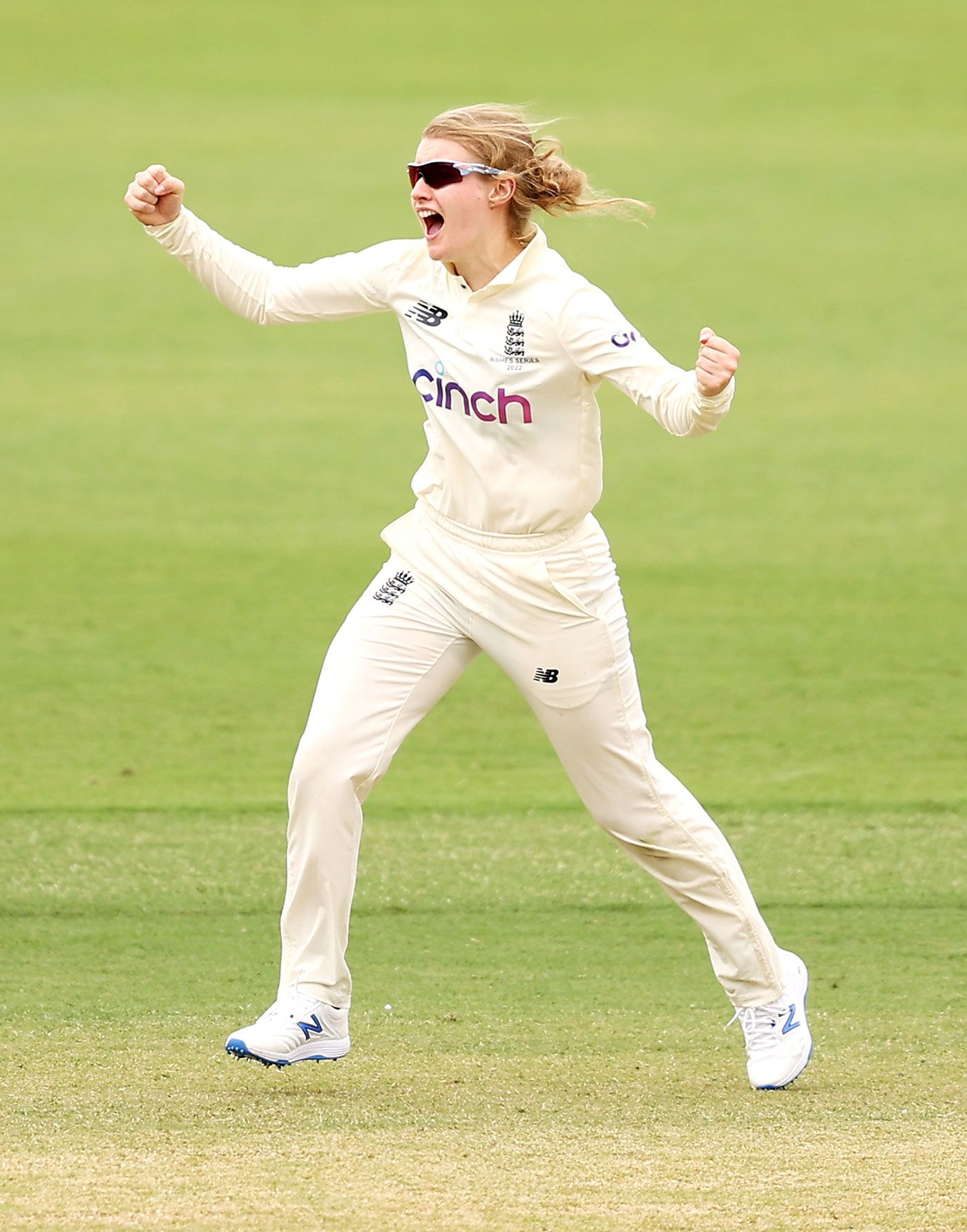 Charlie Dean celebrates her first Test wicket | ESPNcricinfo.com 