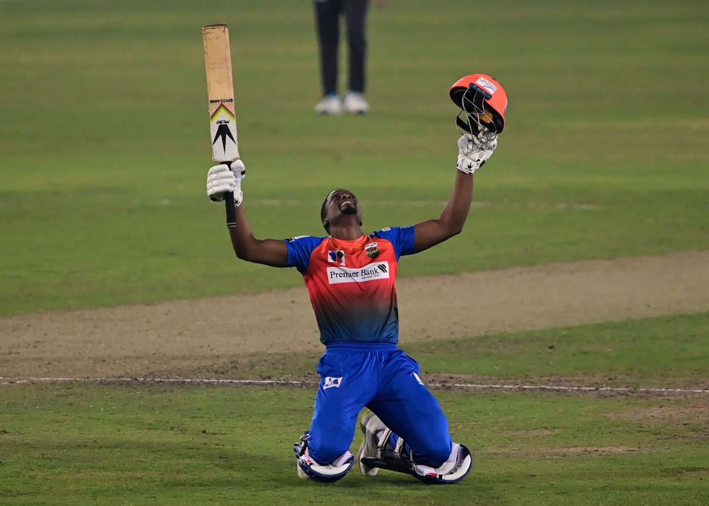 Andre Fletcher celebrates his hundred