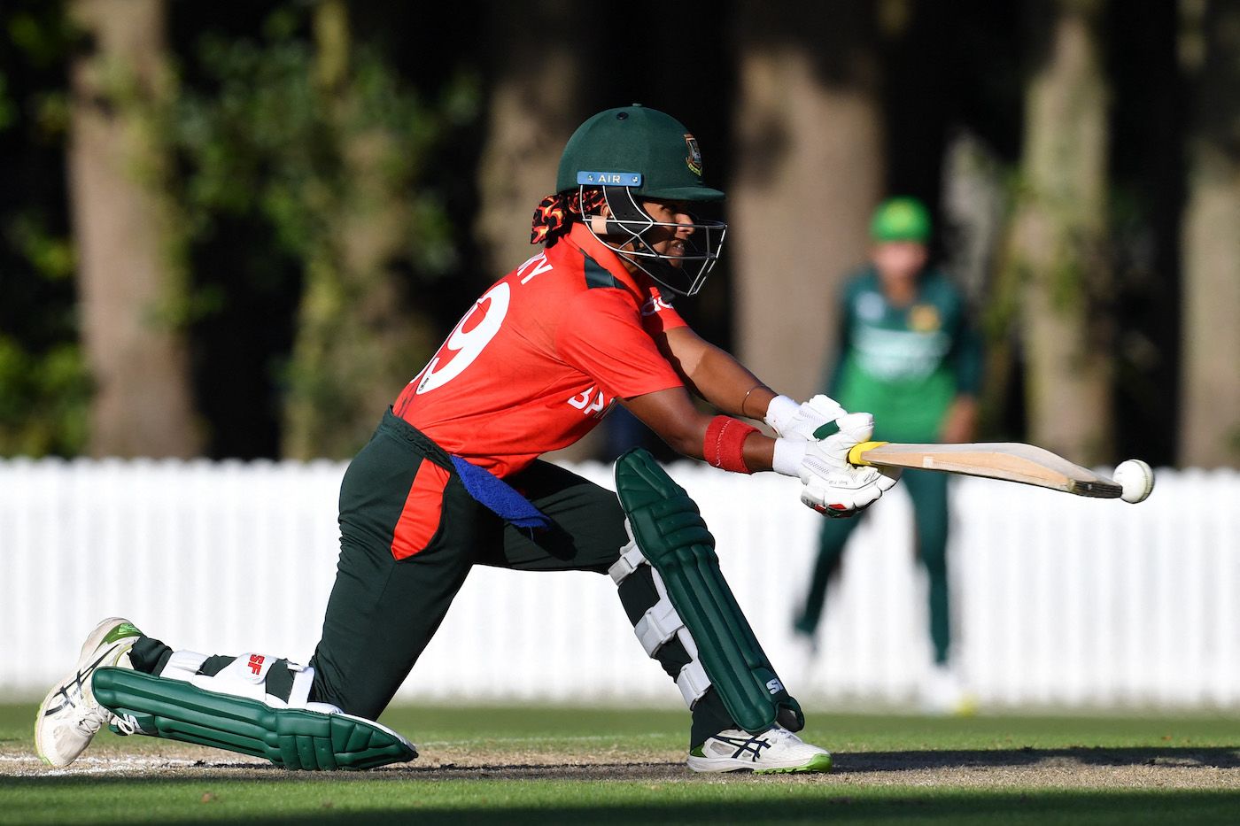 Fargana Hoque plays a sweep during her 95-ball 71 | ESPNcricinfo.com