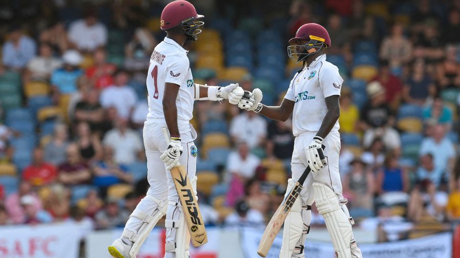 Kraigg Brathwaite and Jermaine Blackwood put on an important partnership in Barbados AFP/Getty Images