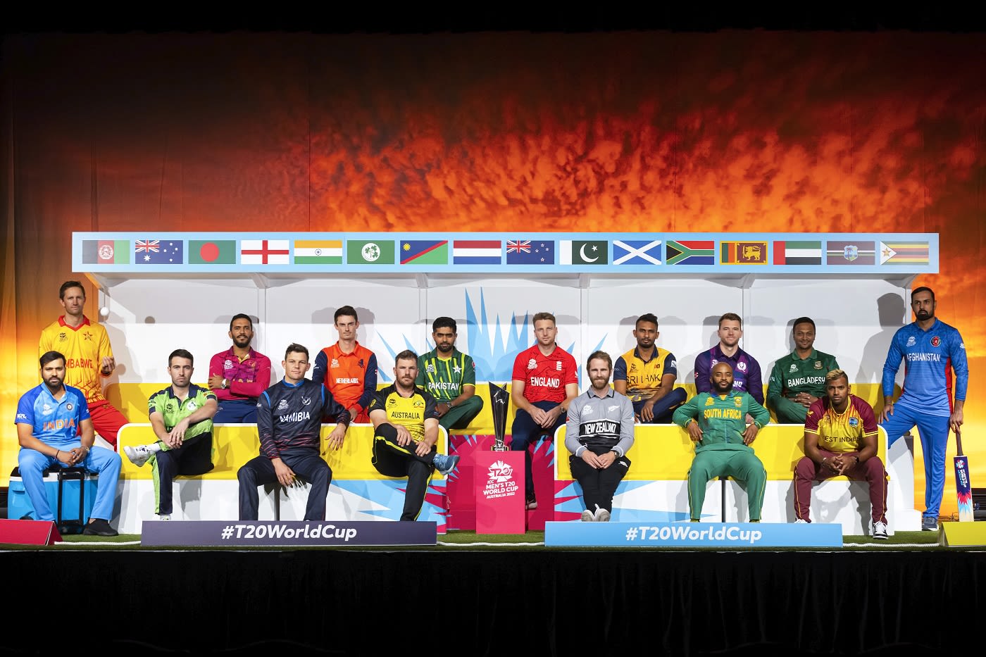 Team captains pose for a photo ahead of the Men's T20 World Cup